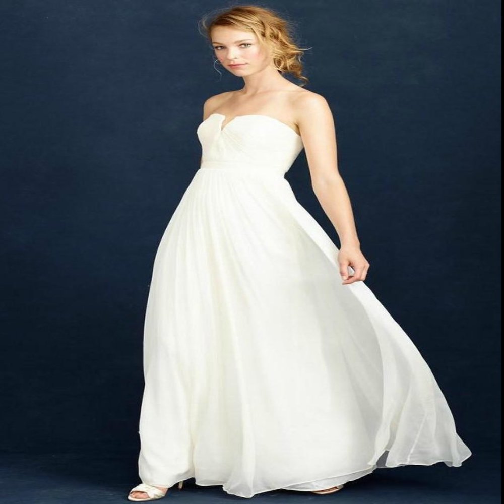 J.Crew Silk Chiffon Nadia Gown $365 Champagne